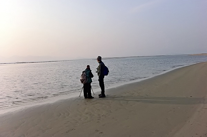 Cody and I scanning for Relict Gull.